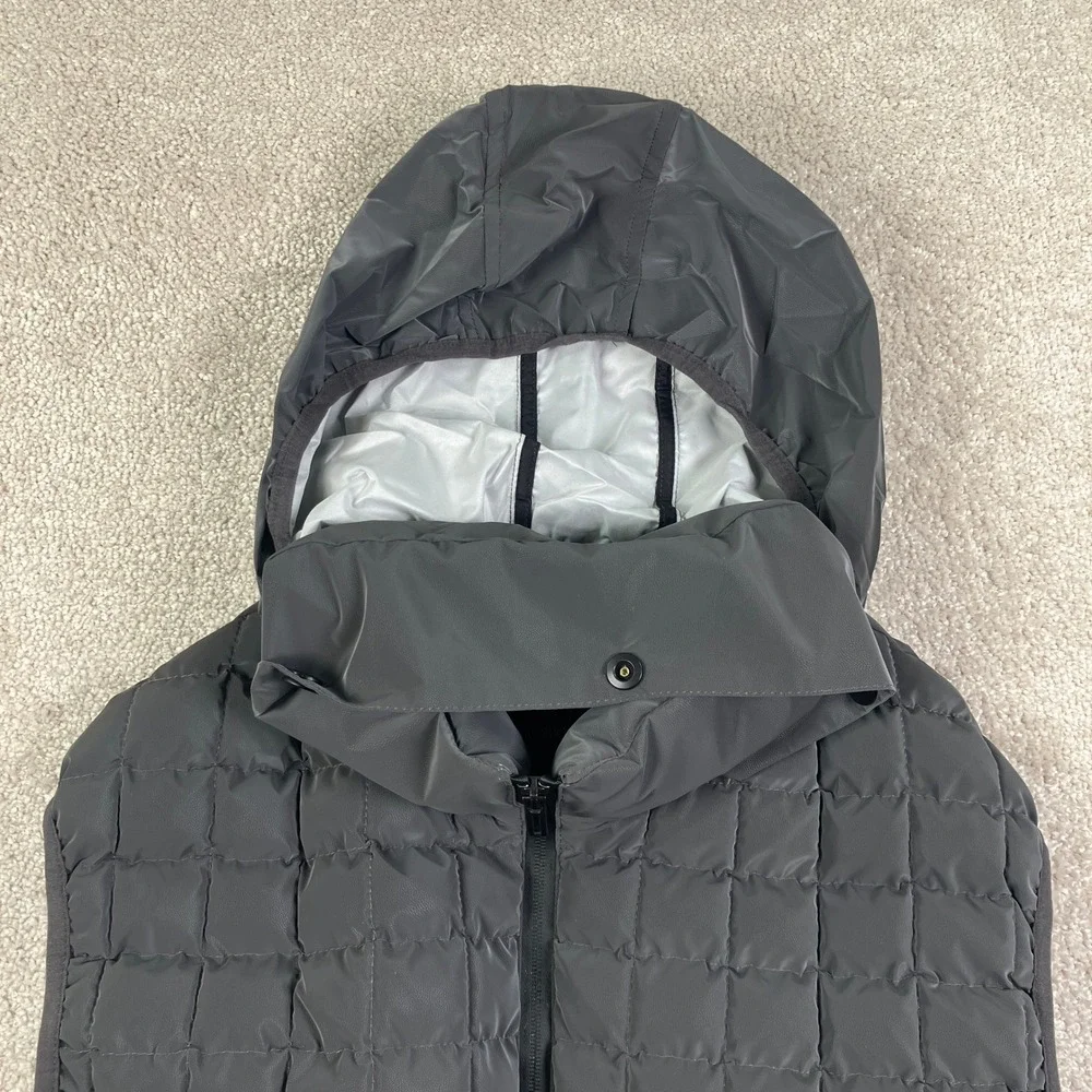 Emporio Armani Mens 3XL Puffer Wind Vest Gray Travel Quilted Packable Hooded